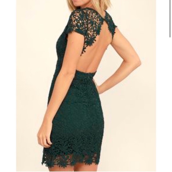 NWT Sandro Paris Romie Lace Mini Dress Mock Neck Open Back Green Sz 1 - Picture 2 of 16
